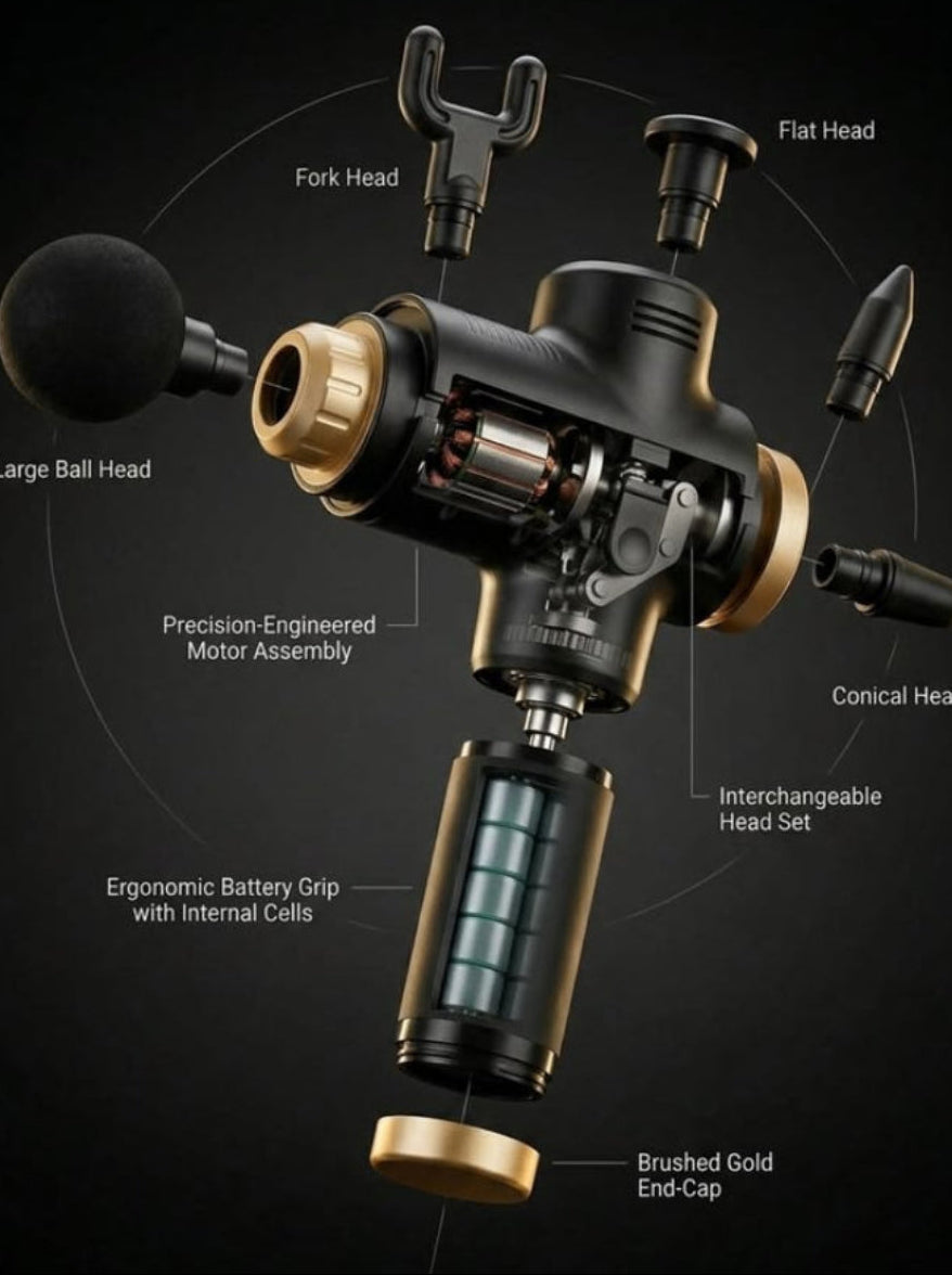 Powerful Deep Tissue Massage Gun – Multiple Attachments & Adjustable Speed