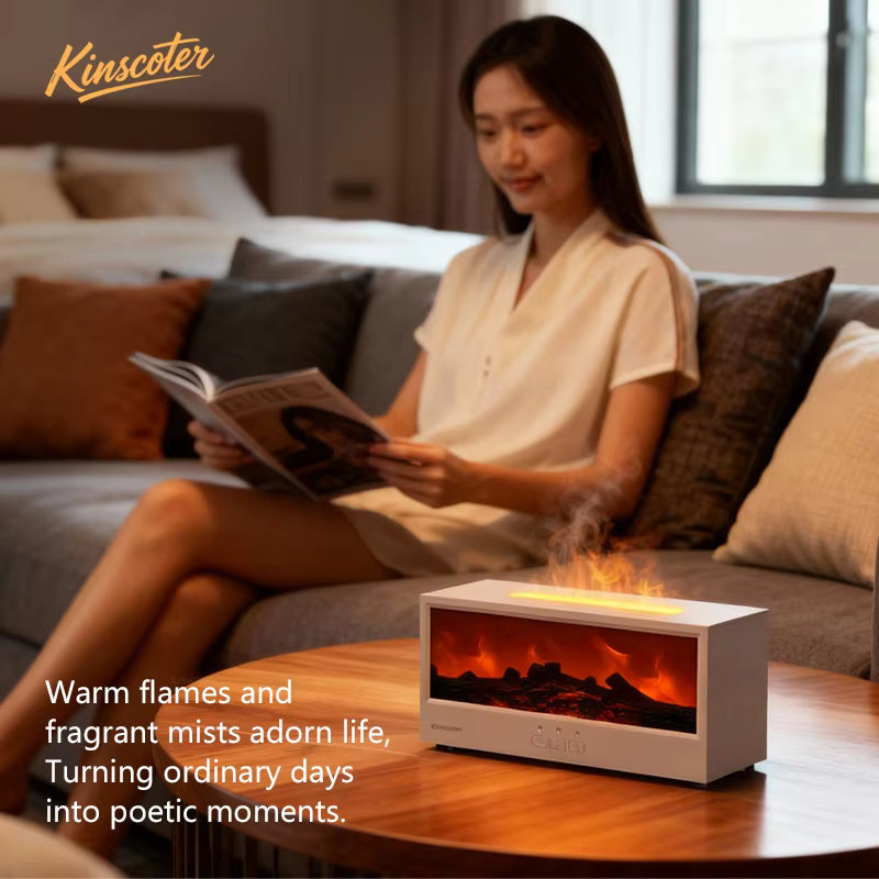 Luxury Flame Aroma Diffuser | Fireplace Effect Humidifier with Ambient Night Light for Homes, Cafes, Spas & Clinics