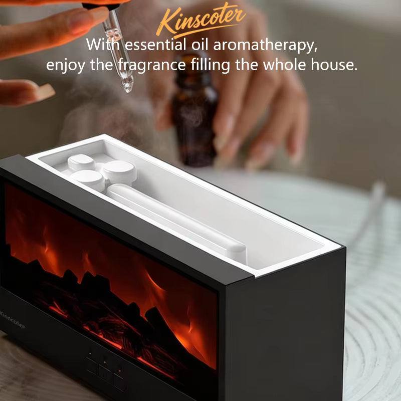 Luxury Flame Aroma Diffuser | Fireplace Effect Humidifier with Ambient Night Light for Homes, Cafes, Spas & Clinics