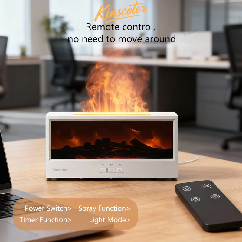 Luxury Flame Aroma Diffuser | Fireplace Effect Humidifier with Ambient Night Light for Homes, Cafes, Spas & Clinics