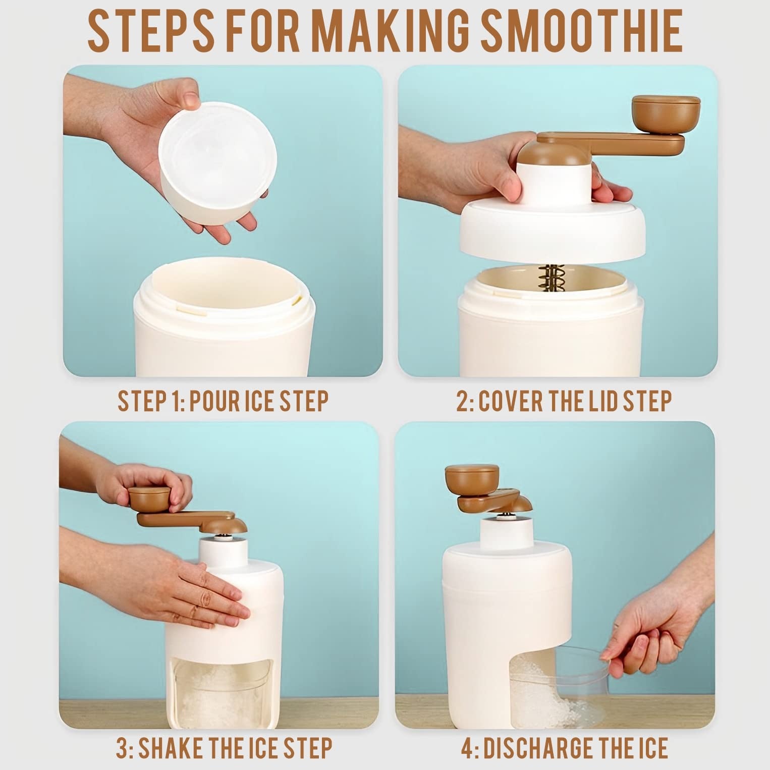 Manual Ice Shaver & Gola Maker – Portable Ice Crusher Machine for Home Use with Stainless Steel Blades