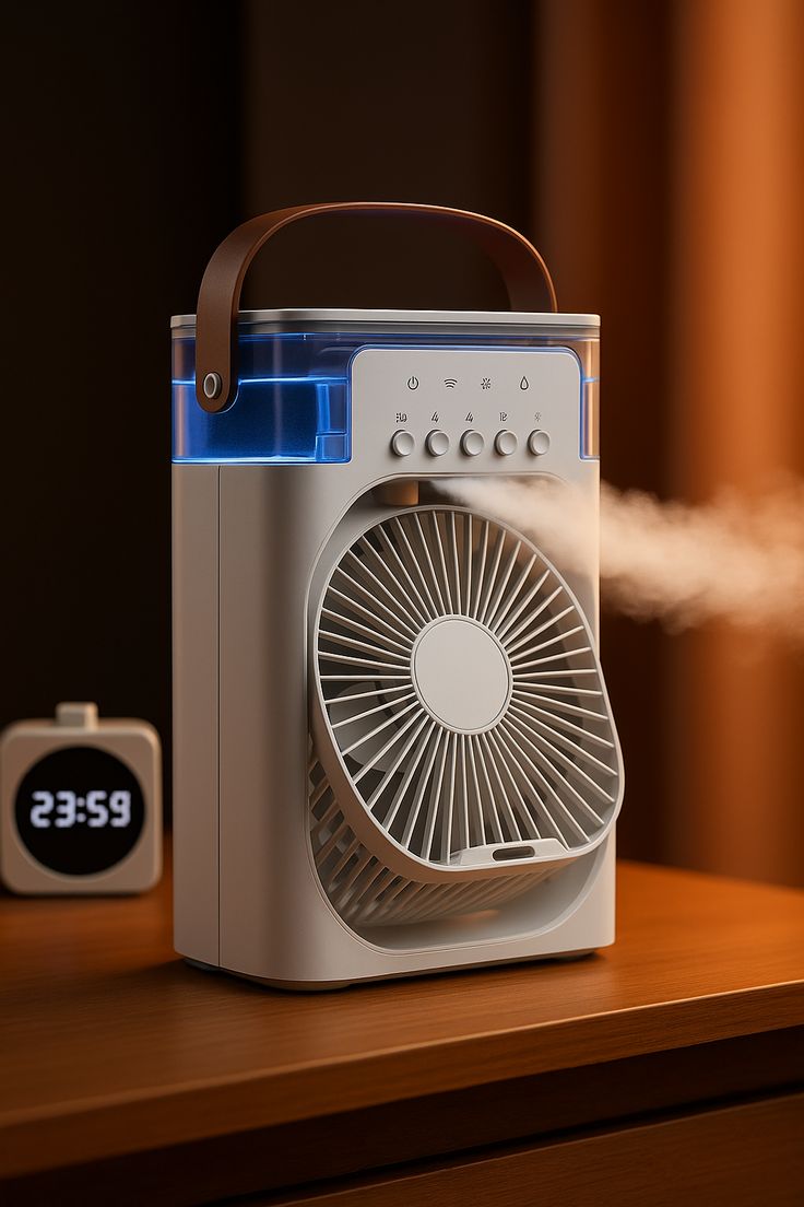 Next Nova Imported 10" Portable Air Cooler Fan – 3-in-1 Mini AC Desktop Humidifier 7-Color LED