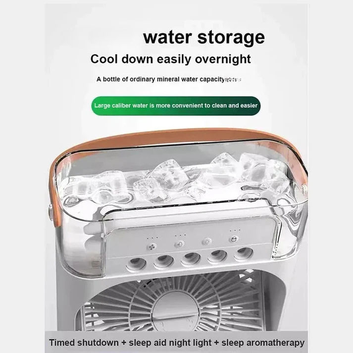 10-Inch Desktop Water Mist Fan – Portable Humidifier Air Cooler with 5-Hole Spray, 3 Speed Modes, and LED Night Light (Not Rechargeable)