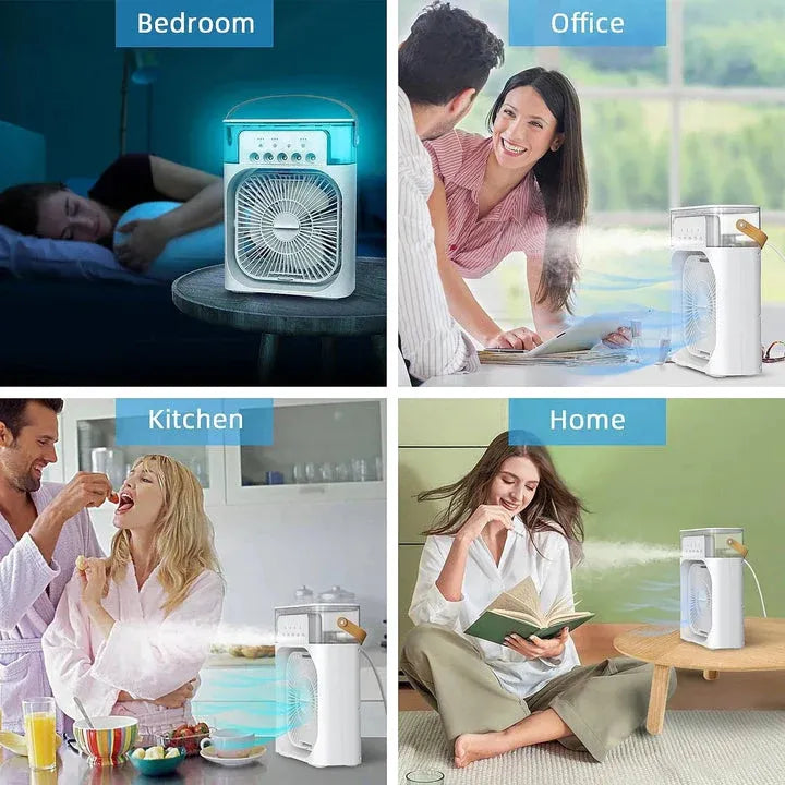 10-Inch Desktop Water Mist Fan – Portable Humidifier Air Cooler with 5-Hole Spray, 3 Speed Modes, and LED Night Light (Not Rechargeable)