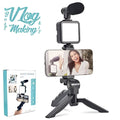 AY-49 Vlogging Kit | Portable Video Recording Setup with LED Light, Shotgun Mic & Flexible Tripod without Remote